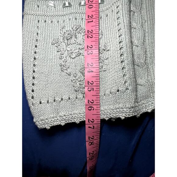 Alfred Dunner vintage embroidered button down short sleeve sweater womens large - Picture 8 of 8